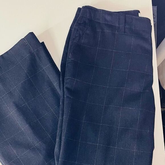 Gap Factory Navy Plaid Wool Dress Pants Straight Leg size 6R - Picture 5 of 12